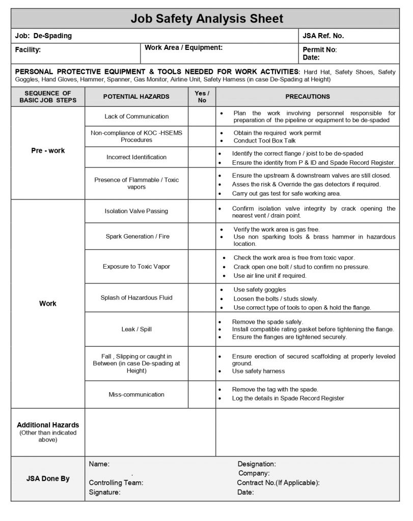 Donwload Job Safety Analysis ( JSA ) - Jobs Portal