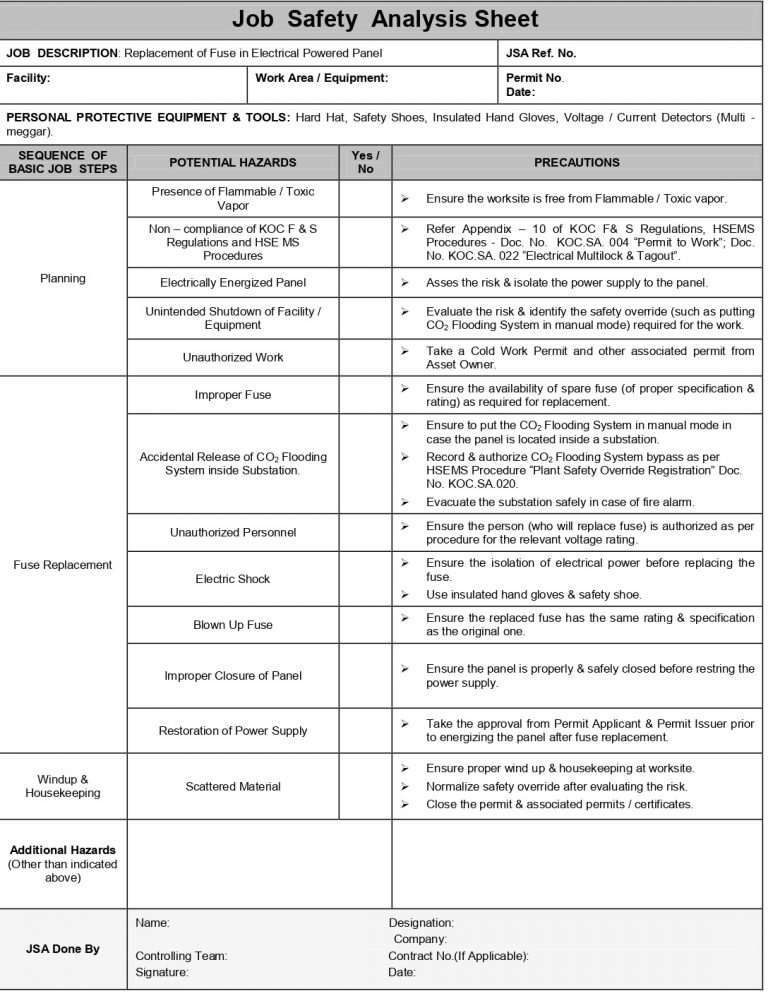 Donwload Job Safety Analysis ( JSA ) - Jobs Portal