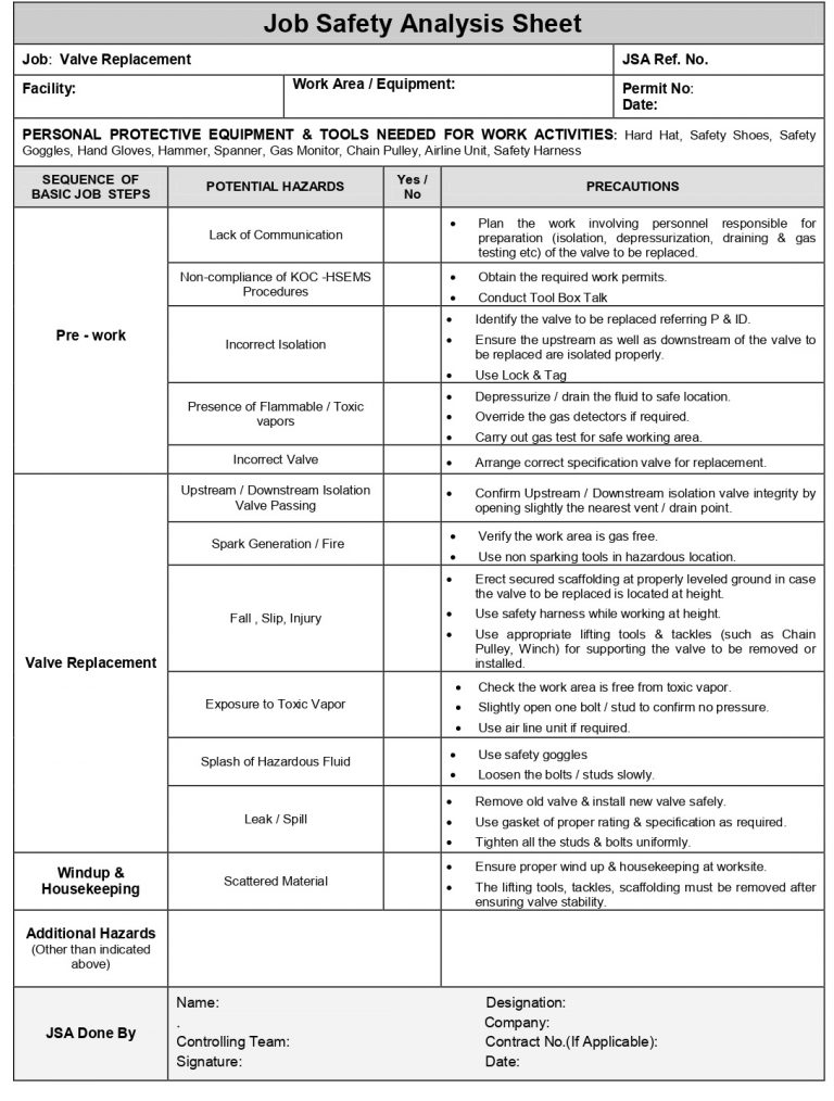 Donwload Job Safety Analysis ( JSA ) - Jobs Portal